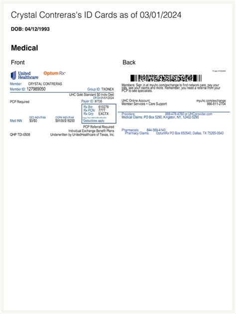 Policy Number On Insurance Card UHC に対する画像結果