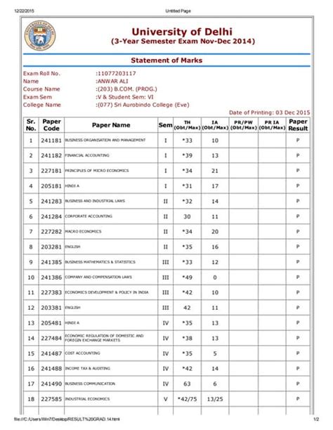 Image result for BSc Computer Science Marksheet Copy