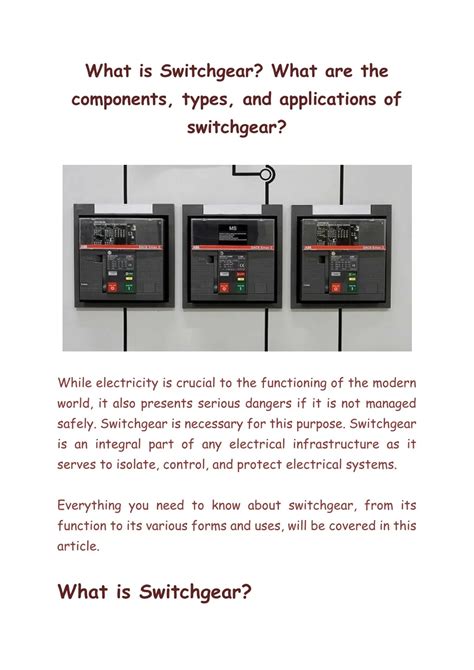 Toradh íomhá ar Switchgear Components
