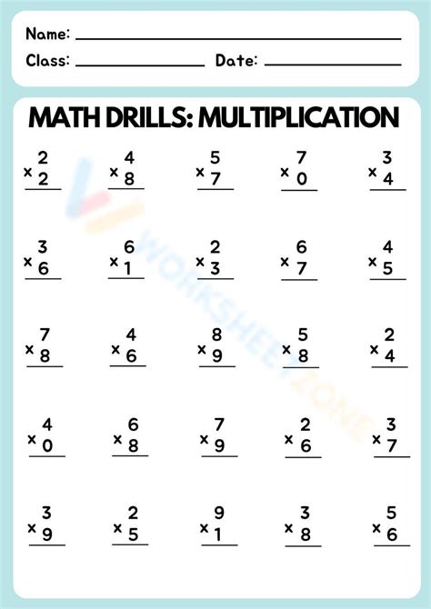 Image result for Multiplication Drill Worksheets