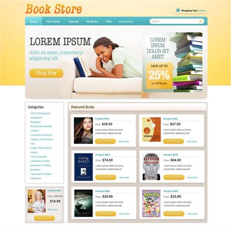 Book Store HTML/CSS Template に対する画像結果
