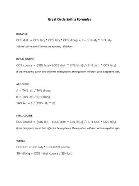 Image result for Sailing Formulas