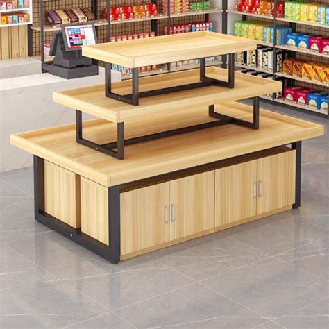 Toradh íomhá ar Retail Table Display with Bottom Storage Doors