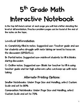Image result for 5th Grade Math Notebook