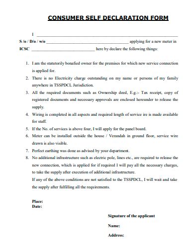 Image result for Declaration Form Axample