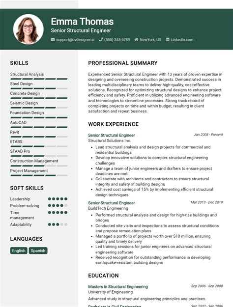 Image result for Structural Engineer CV Example