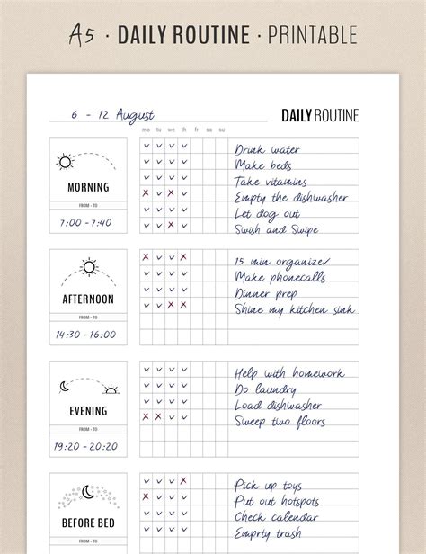 Image result for Free Editable Printable Daily Routine Checklist