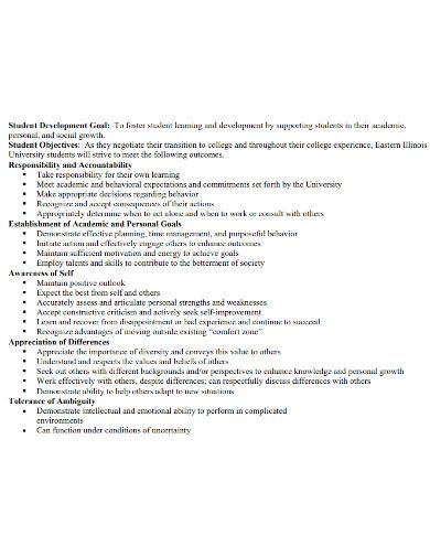 Academic Goals for College Students - 6+ Examples, Format, Sample