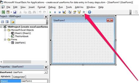 Image result for Excel VBA Userform Tool Box Missing