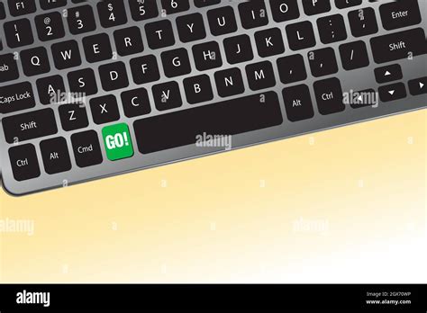 GO button in green on a computer keyboard - Vector Illustration Stock ...