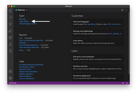Toradh íomhá ar Welcome View Visual Studio Code