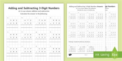 Image result for Four-Digit and Three Columns Addition Worksheet