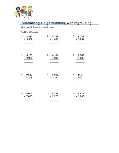 Toradh íomhá ar Subtraction of Four Digit Numbers