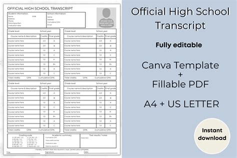 Image result for High School Transcript Example
