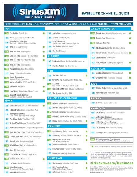 Image result for XM Radio Channel Guide. Printable