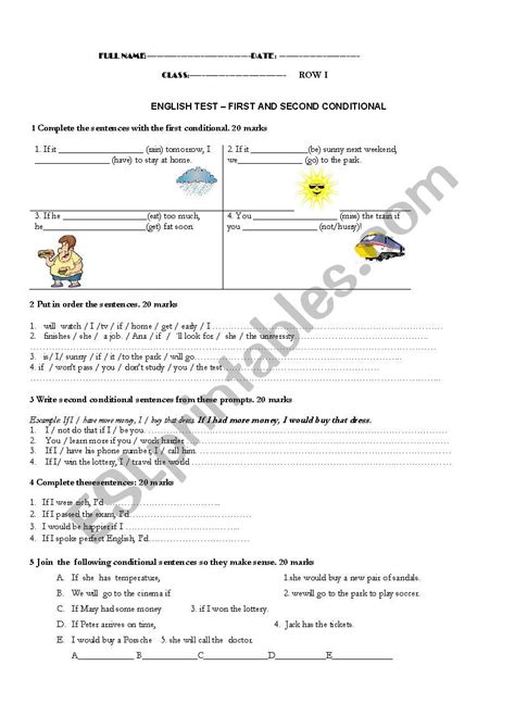 Image result for First Second Conditional Worksheet