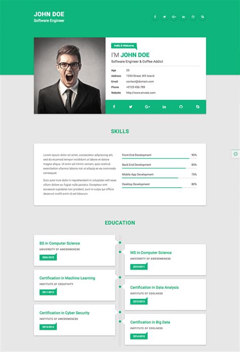 Image result for HTML Code of Developing a CV Template