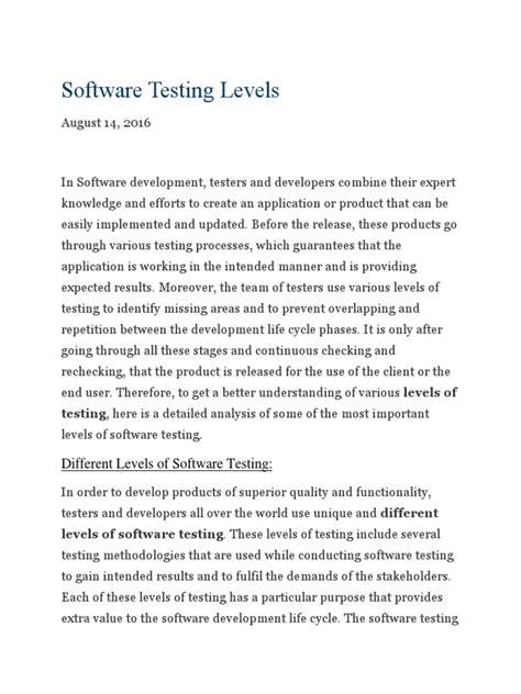 Image result for Testing Levels in Software Testing PDF