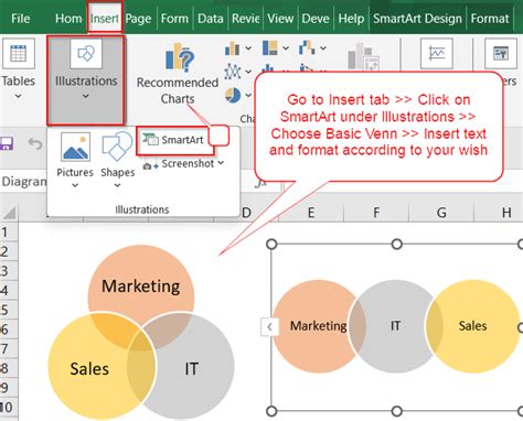 How to Make a Venn Diagram in Excel に対する画像結果