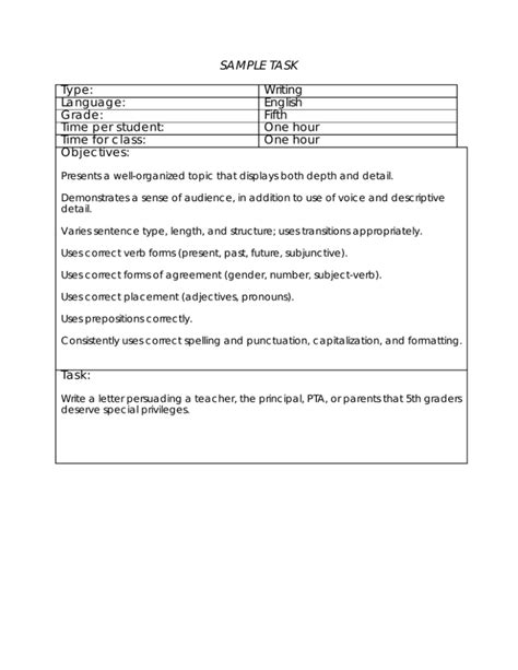 Image result for Written Task Examples