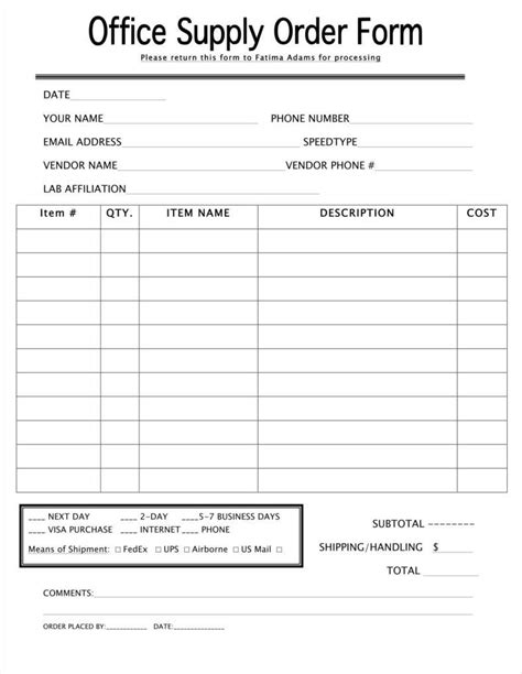 Image result for Sample Order Form Template