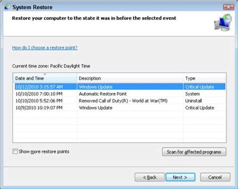 Toradh íomhá ar Restore to an Earlier Time