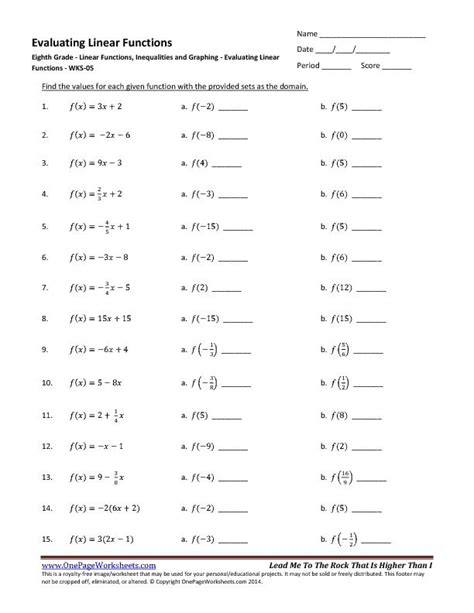 Image result for Evaluate Functions Worksheet PDF