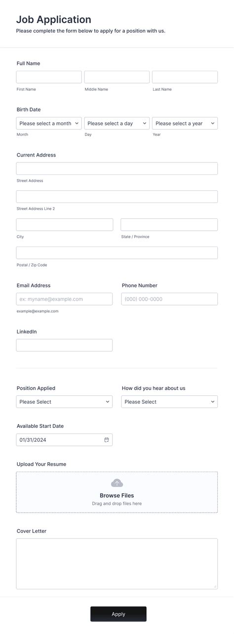 Image result for Free Basic Job Application Form