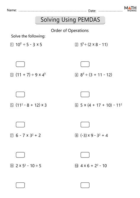 Image result for Order of Operations Multi-Step Worksheets
