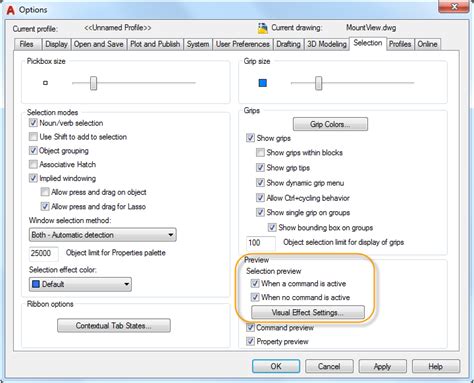 Toradh íomhá ar AutoCAD Selection. View