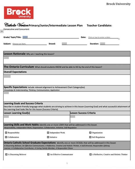 Ontario Lesson Plan Example に対する画像結果