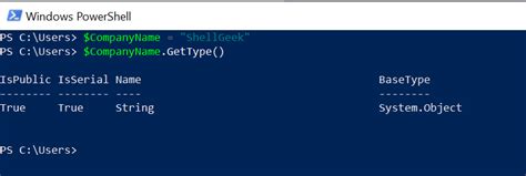 Toradh íomhá ar Types of Variables in PowerShell