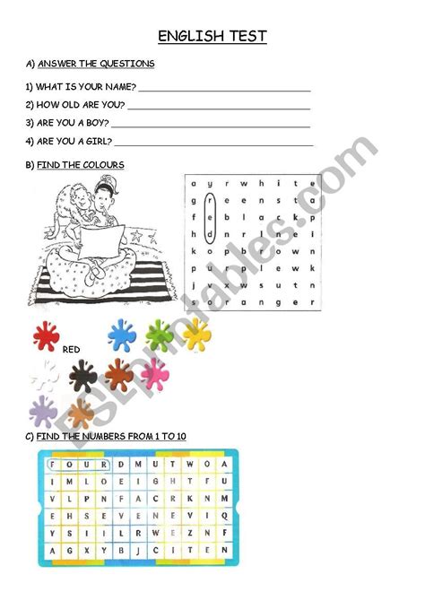 Toradh íomhá ar 2nd Grade Test Paper Worksheet