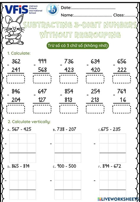 Image result for Subtracting 3-Digit Numbers Worksheet