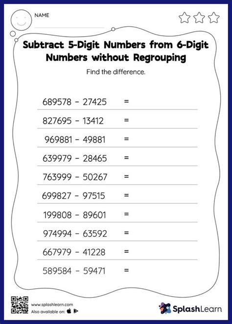 6 Digit Substraction Worksheets に対する画像結果