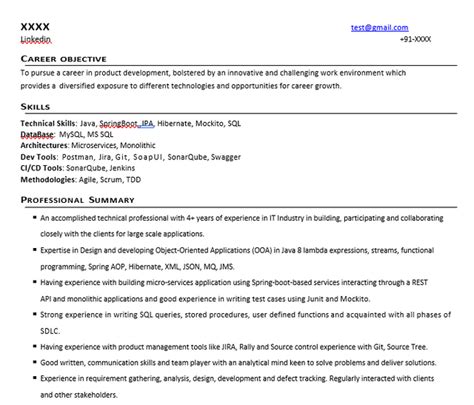 Java Developer Resume 3 Years Experience に対する画像結果