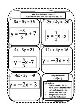 Standard Form Worksheet Algebra 1 に対する画像結果