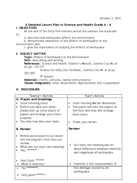 Image result for Science Lesson Plan Grade 6