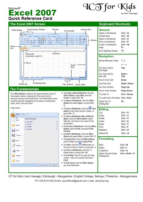 Image result for Excel Quick Reference Chart Free