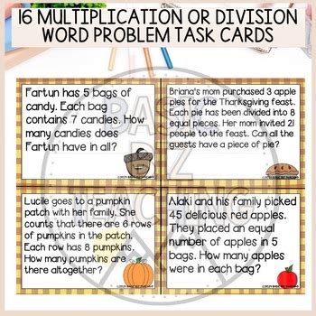 Image result for 3rd Grade Multiplication Word Problems Task Cards