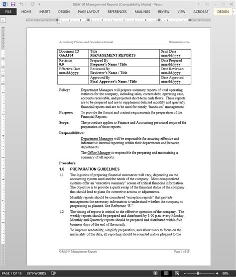 Image result for Example of Report Procedure