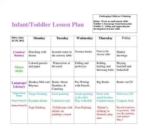 Image result for Printable Infant Lesson Plan