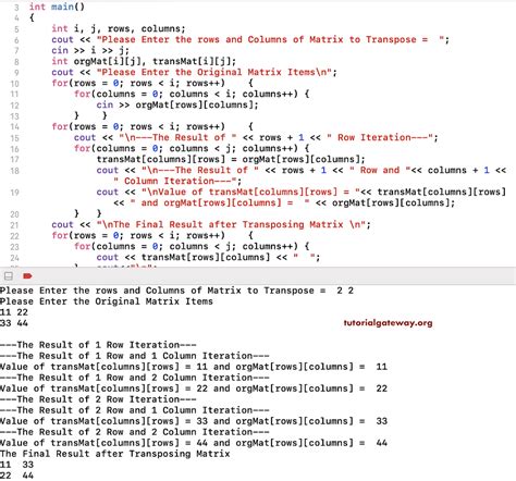 Transpose of a Matrix Example-এর ছবি ফলাফল