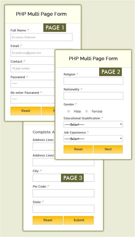 Image result for Creative HTML Multiple Forms Same Page