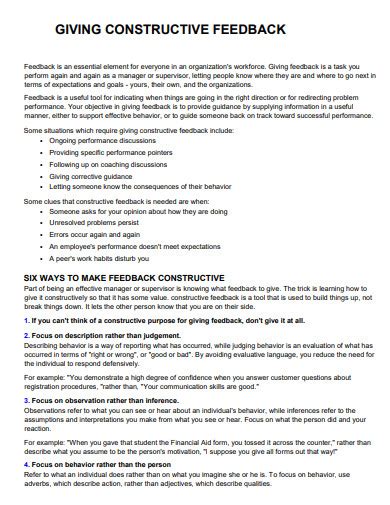 Image result for How to Write Constructive Feedback Examples