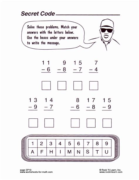 Image result for 1st Grade Math Worksheet Hidden Code