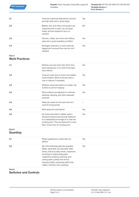 Toradh íomhá ar Wire Line Running Tools Inspection Checklist PDF