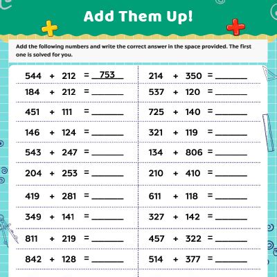 Toradh íomhá ar Double-Digit Addition Horizontal Worksheets