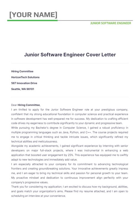 Image result for Example of Junior Software Developer Cover Letter