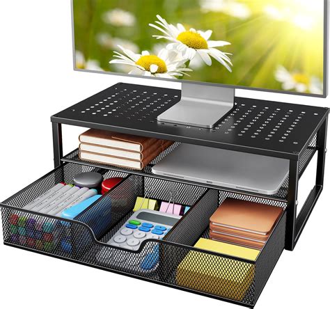 Amazon.com: HUANUO 2 Tier Monitor Stand, Metal Monitor Riser with ...